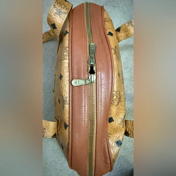 MCM Dome Satchel Shoulder Bag Monogram Vintage XL Authentic Double Zip - Picture 6 of 16